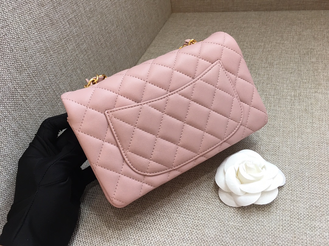 Small Classic Flap Lambskin Bag A01116 Pink/Gold